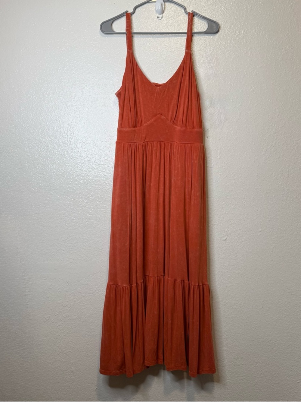 Torrid Burnt Orange Strappy V-Neck Maxi Dress with Pockets Size 1 Boho Beach
